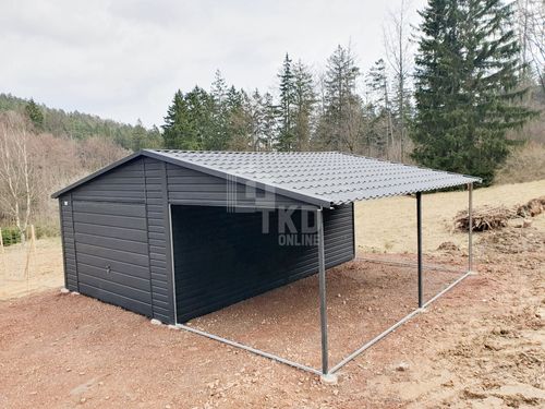Garaż Blaszany 4x6 wiata 3,5x6 Brama uchylna Antracyt dach dwuspad TKD207 na Arena.pl