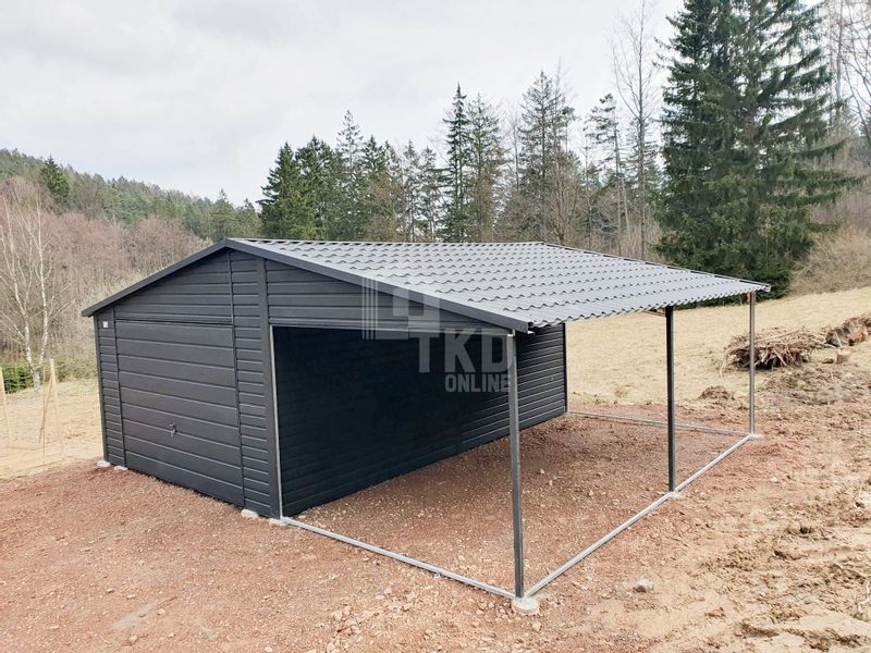 Garaż Blaszany 4x6 wiata 3,5x6 Brama uchylna Antracyt dach dwuspad TKD207 zdjęcie 8