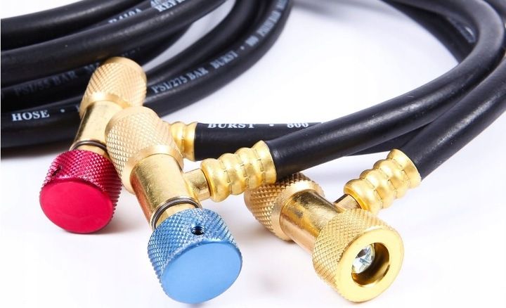 WĘŻE SERWISOWE 1/4 180 cm SAE Z ZAWOREM ODCINAJĄCYM KLIMATYZACJA 23336SS zdjęcie 4