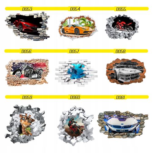 Naklejka ścienna Dziura na ścianę samochód BMW na Arena.pl