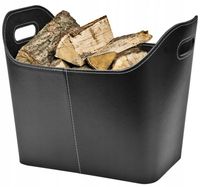 SKÓRZANY ELEGANCKI KOSZ NA DREWNO KOMINKOWE MOCNY