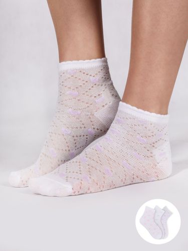 Skarpety dziewczęce ażurowe z serduszkami białe 3PAK 27-30 YOCLUB na Arena.pl