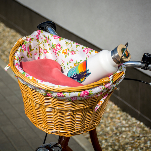 brązowy wiklinowy kosz do roweru zdjęcie 5