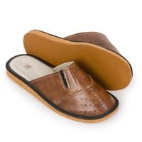 kapcie dla mężczyzn r.44 klasyczne ortopedyczne skórzane antypoślizgowe