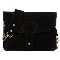 VERA PELLE torebka damska zamszowa listonoszka instagramka V694 czarna