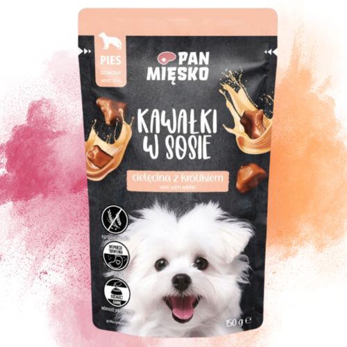 mokra karma dla psa kawałki mięsa cielęcina królik pan mięsko 150g bez zbóż na Arena.pl