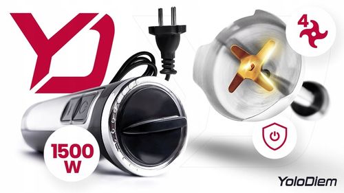 BLENDER RĘCZNY WIELOFUNKCYJNY 9W1 1500W PRO 4 TYTANOWE OSTRZA BOGATY na Arena.pl