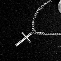 Naszyjnik srebrny z zawieszką krzyż krzyżyk stal szlachetna 316L 50 cm