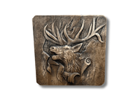 Płaskorzeźba drewniana Jeleń na rykowisku - prezent dla myśliwego 24,5cm