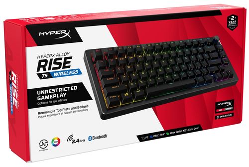Klawiatura bezprzewodowa HyperX Alloy Rise 75 Wireless RGB anty-ghosting 3w1 Bluetooth/USB/2.4GHz 91Y91AA, układ QWERTY US/PL na Arena.pl