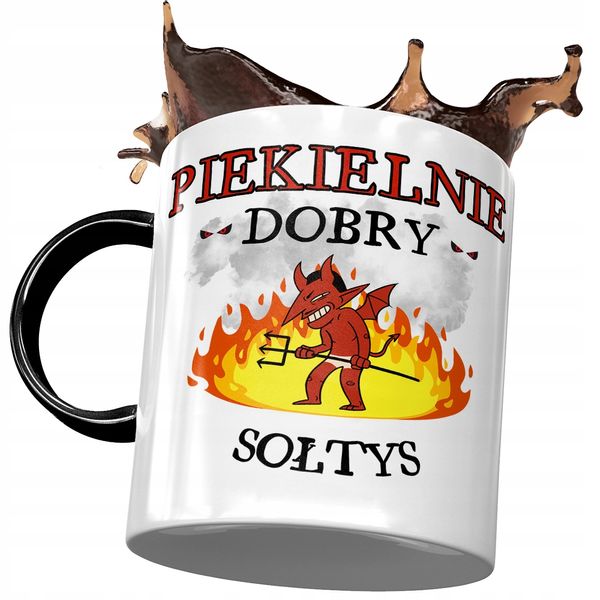 Kubek Czarny Dla Sołtysa Piekielnie Dobry Prezent Z Nadrukiem Ze Zdjęciem zdjęcie 1