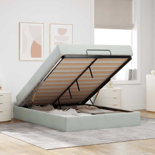 Ramka łóżka Jasnoszary 160 x 200 cm Aksamit na Arena.pl