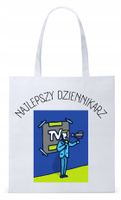 Dla Dziennikarza Prezent Torba Eco Biała Shopper Z Nadrukiem Ze Zdjęciem