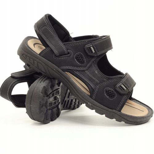 SANDAŁY MĘSKIE CZARNE SPORTOWE REGULACJA NA RZEP na Arena.pl