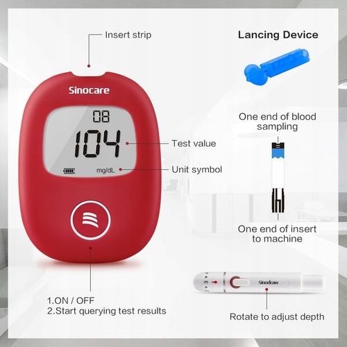 Glukometr Sinocare SAFE AQ SMART w mg/dl z 25 paskami i 25 lancetami na Arena.pl