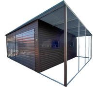 Garaż blaszany 7x6m wiata 1,6m 2x Brama dwuskrzydłowa 2x okno dach TS1019