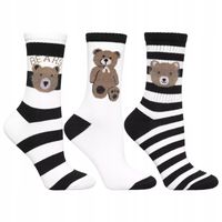 Skarpetki Damskie Skarpety Bawełniane Miśki Długie Wzorki 3-PAK MORAJ 38-41