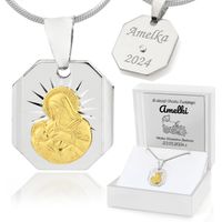 Medalik srebrny 925 Maryja z grawerem prezent na chrzest pamiątka chrztu