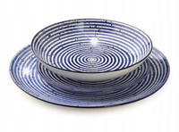 Komplet obiadowy Stripes Blue 18 el. dla 6 osób porcelana zestaw zastawa