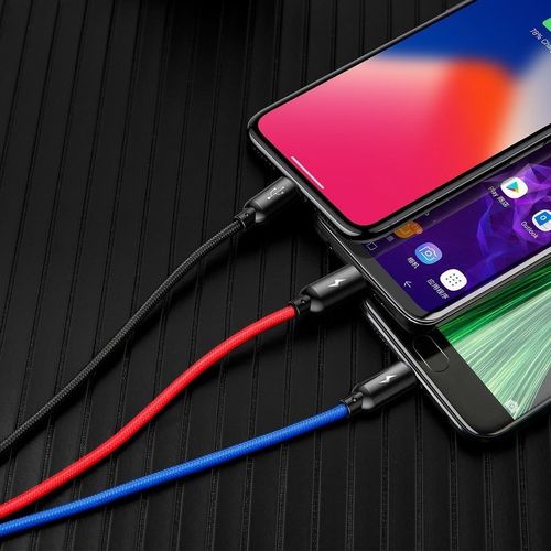 Kabel USB Baseus 3w1 USB-C / Lightning / Micro 3A 1.2m (czarny) na Arena.pl