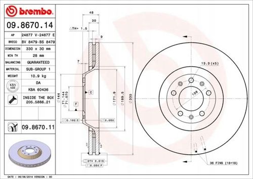 TARCZA HAM PRZOD 330X30 V BREMBO na Arena.pl