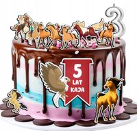 OPŁATEK ZESTAW URODZINY KONIE MUSTANG SPIRIT +IMIĘ