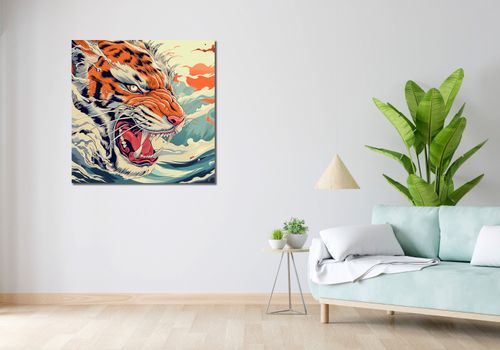 Obraz 90x90cm Tygrys Na Fali na Arena.pl