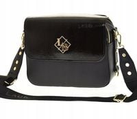 Laura Biaggi – torebka listonoszka kuferek czarna mat + lakier JS170