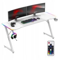 Biurko Gamingowe Duże Huzaro Hero 4.8 Rgb White 160 Cm + Podkładka Xxl