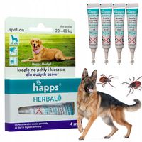 Krople na pchły i kleszcze Happs dla psów 20-40 kg silna ochrona 4 SZTUKI