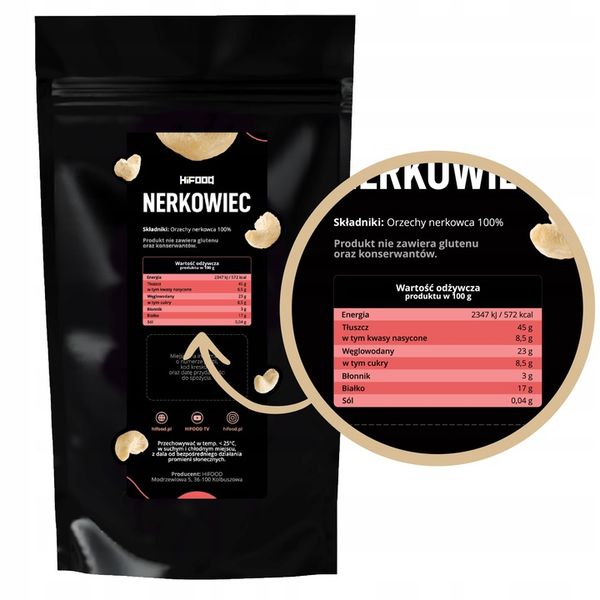 Orzechy Nerkowca Całe 1kg HiFOOD Świeże Jakość Premium Nerkowiec zdjęcie 3