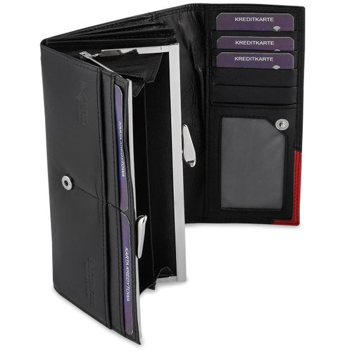 Damski Skórzany Portfel Duży Poziomy Retro Rfid Czarny Beltimore 040 na Arena.pl