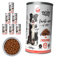 TufTuf mokra karma dla psa Wołowina puszka 6x1250g Kawałki mięsne