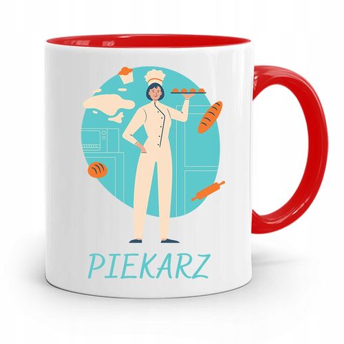 Kubek Czerwony Dla Kucharza Kucharki Piekarz Z Nadrukiem Ze Zdjęciem na Arena.pl