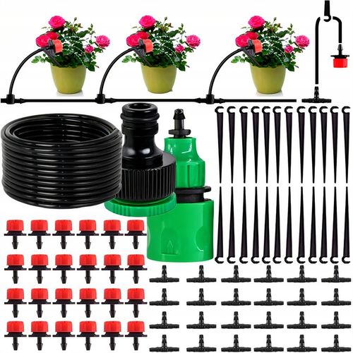 ZESTAW DO NAWADNIANIA KROPELKOWEGO SYSTEM DO KWIATKÓW ROŚLIN 25m + 24dysze na Arena.pl