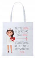 Dla Pielęgniarki Prezent Torba Eco Biała Shopper Z Nadrukiem Ze Zdjęciem