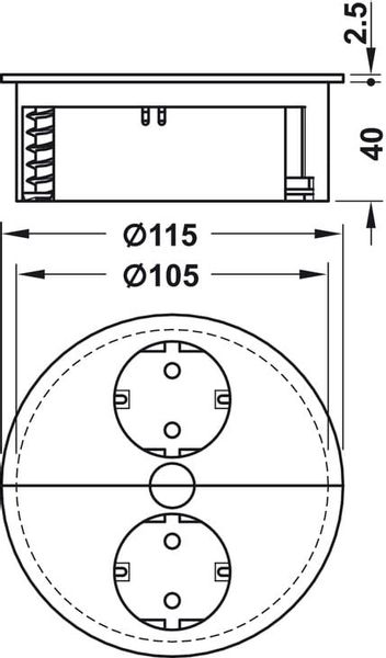 Gniazdo wpuszczane w blat TWIST 2x230V, Biały mat zdjęcie 4