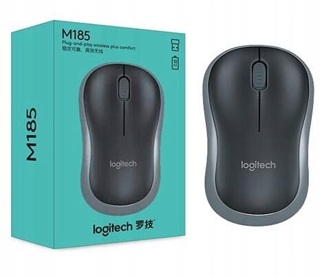 Myszka bezprzewodowa szara Logitech M185 sensor optyczny na baterie na Arena.pl