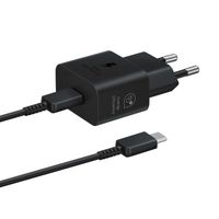 ładowarka sieciowa samsung gan 25w sfc z kablem usb-c czarna