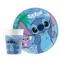 Zestaw komplet zastawy Stitch - kubeczki, talerzyki