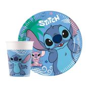 Zestaw komplet zastawy Stitch - kubeczki, talerzyki