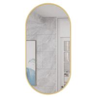 Lustro owalne 80x40 cm złota rama aluminiowa do łazienki salonu