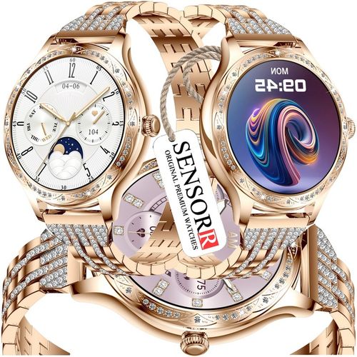 ZŁOTY ZEGAREK SMARTWATCH DAMSKI ROZMOWY CIŚNIENIOMIERZ PULSOMETR KROKI PL na Arena.pl
