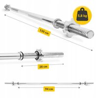 ZESTAW KULTURYSTYCZNY OBCIĄŻENIE TALERZE 20 KG + SZTANGA GRYF PROSTY 150 CM