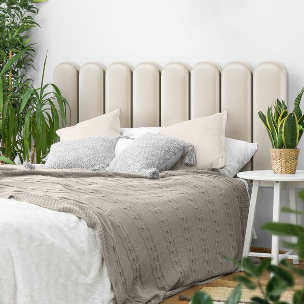 Panele Tapicerowane Na Ścianę Eko Skóra PŁOTEK Kremowy 80cm x 20cm zdjęcie 4