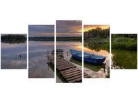 70CM 150CM OBRAZ 5 ELEM ZACHÓD SŁOŃCA JEZIOREM WOLSZTYŃSKIM ŚCIENNY