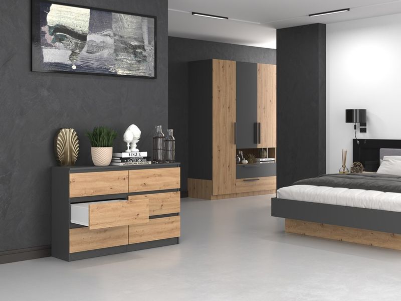 KOMODA MALWA M6 120 - ANTRACYT / DĄB ARTISAN zdjęcie 5