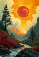 Plakat 61x90,5cm Dzika Rzeka Zmierzchem