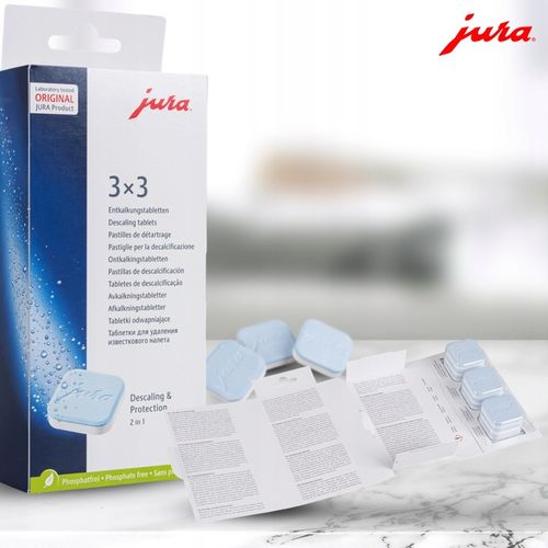 TABLETKI ODKAMIENIAJĄCE DO EKSPRESU 3X3 DO ODKAMIENIANIA JURA 9 SZT na Arena.pl