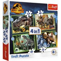 PUZZLE 4W1 GROŹNE DINOZAURY 34607
